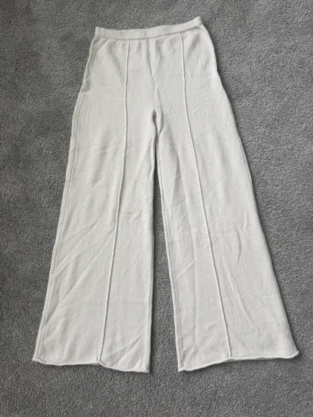 J. Crew 100% Lambswool Wide Leg Sweater Pants Cream size S